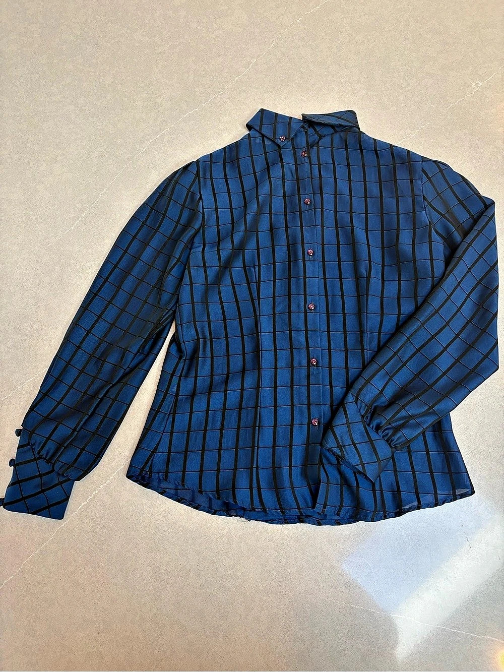 Vintage Button Down Checkered Shirt Dark Academia Goth Officeware